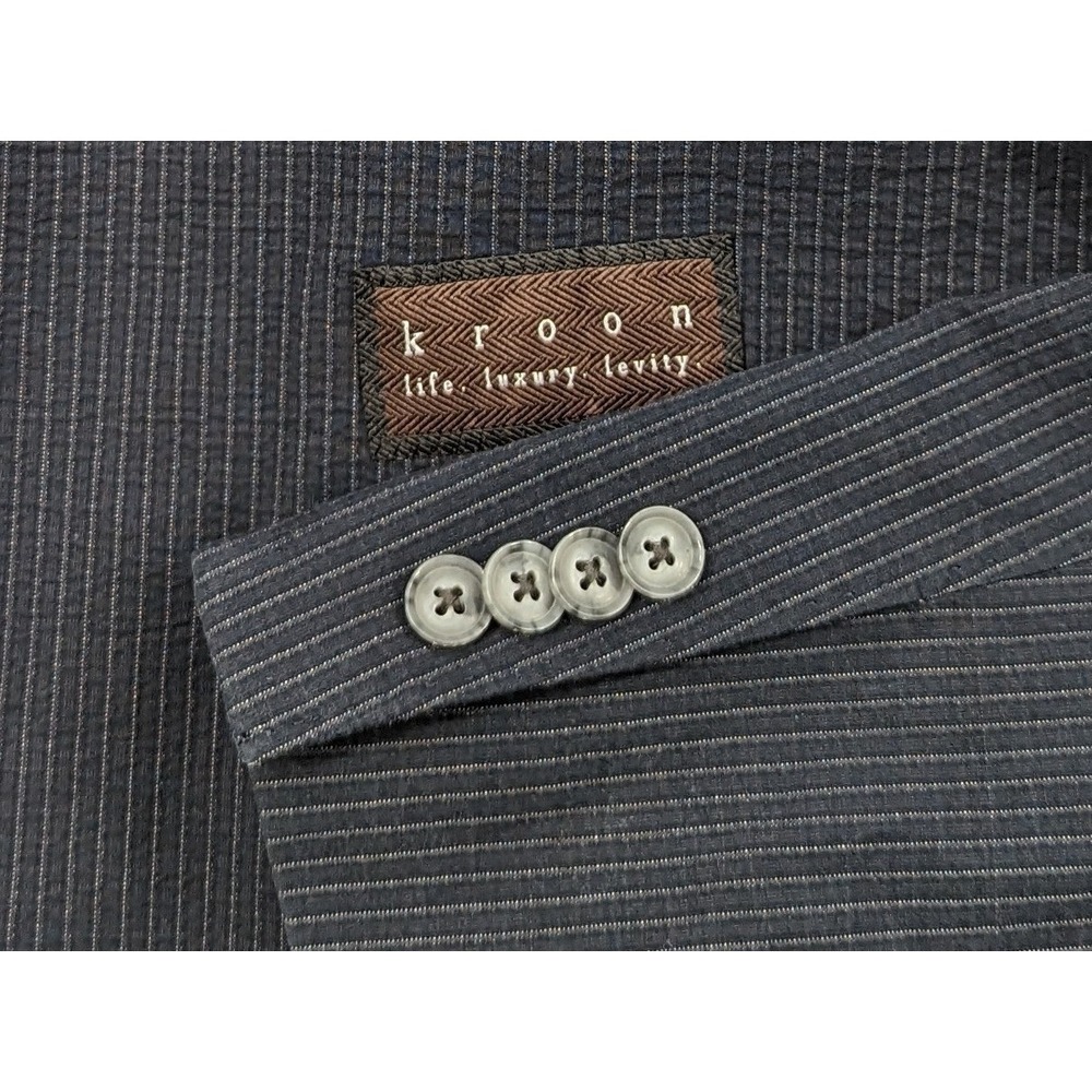 Kroon Unstructured Casual Blazer Sport Coat Two Button Casual Jacket 42R Striped